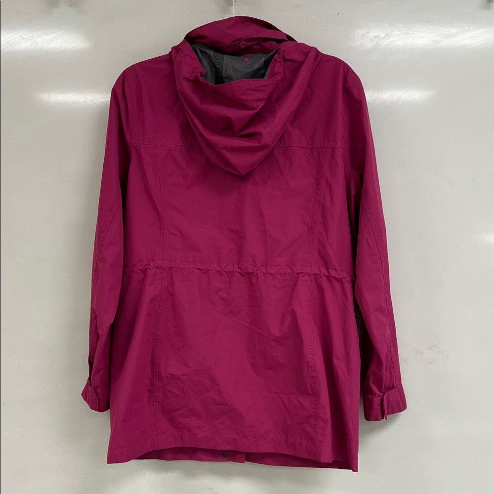 Lands’ End Pink Waterproof Rain Jacket Hooded Utility Coat Size M 10-12 - Picture 3 of 6